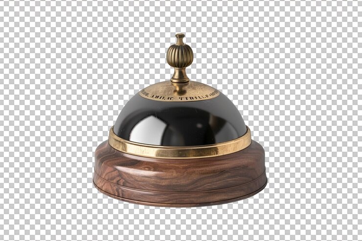 Une cloche de bureau seule sur un fond transparent