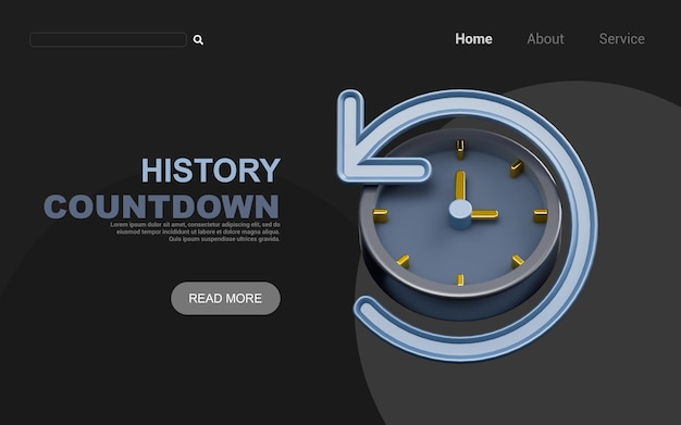 clock sign with rotation arrow on dark background 3d render concept for history time