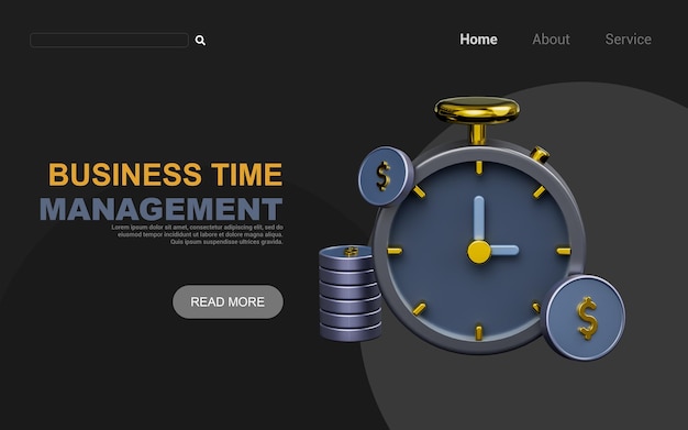 clock with dollar coin sign on dark background 3d render concept for productivity