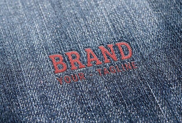 Close da maquete de bordado de jeans