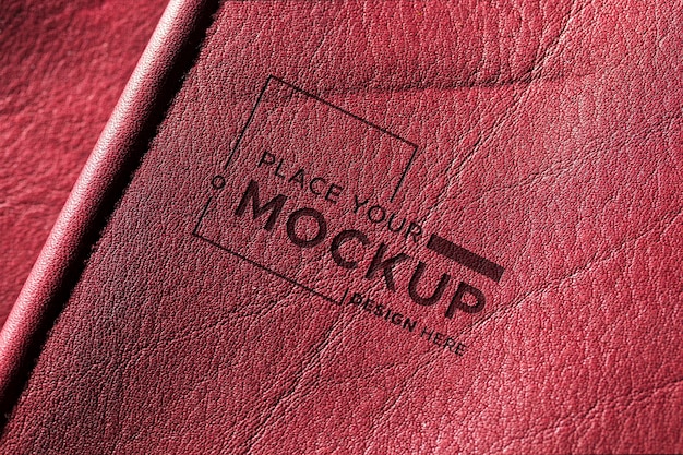 Close de material de couro vermelho