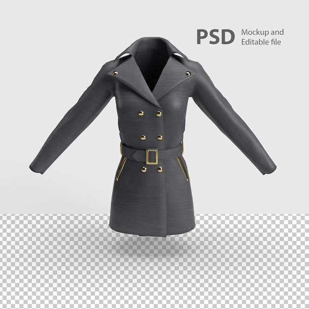 PSD close-up com casaco feminino isolado