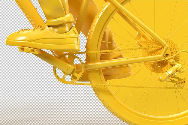 Close up de corrente de bicicleta e sistemas de roda dentada em renderização 3d