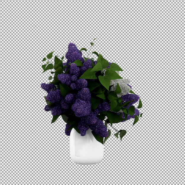 Close-up de flor em um vaso renderização 3D