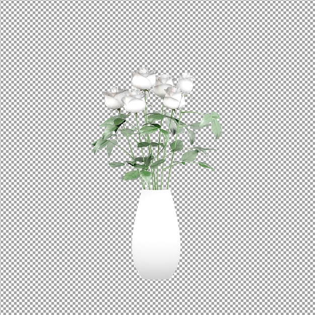 Close-up de flor em um vaso renderização 3D