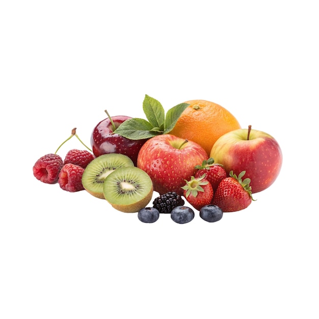 Close-up de frutas contra fundo branco