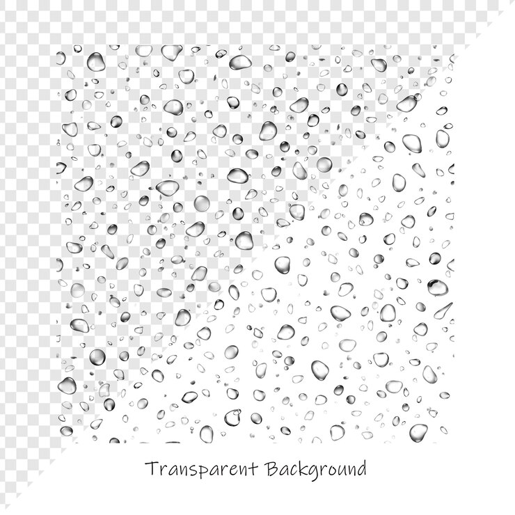 PSD close-up de gotículas de água realistas em uma superfície transparente