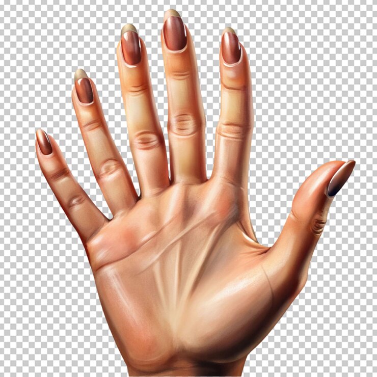 PSD close-up de mão de mulher sobre fundo branco