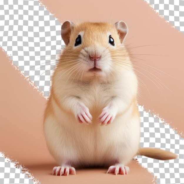 PSD close-up de um adorável gerbil com cauda gorda em um fundo transparente