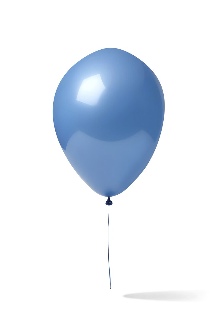 PSD close-up de um balão flutuante azul metálico