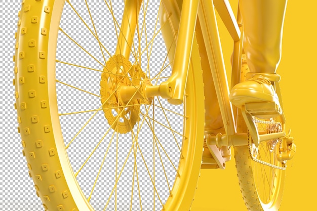 PSD close-up de um ciclista andando de bicicleta em renderização 3d
