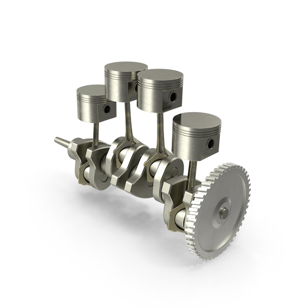 Close-up de um conjunto de pistão e virabrequim de um motor de combustão interna