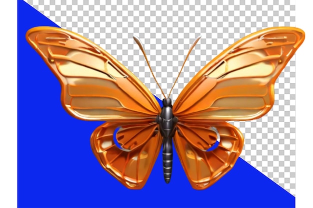 PSD close-up de uma bela borboleta laranja isolada em fundo transparente