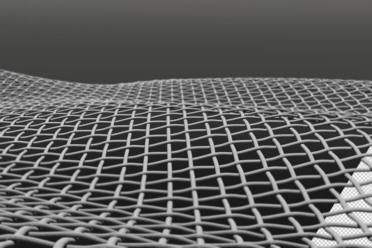 PSD close-up de uma malha tecida em uma perspectiva renderizada em 3d