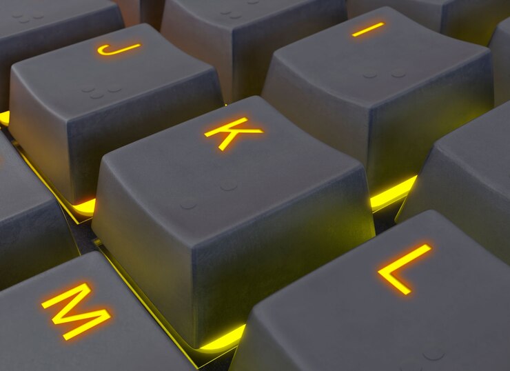 PSD close-up desain mockup tombol keyboard