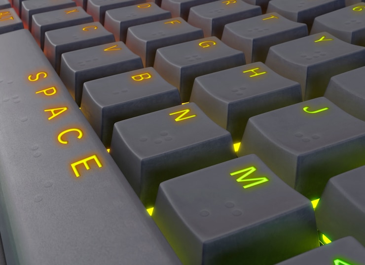 PSD close-up desain mockup tombol keyboard