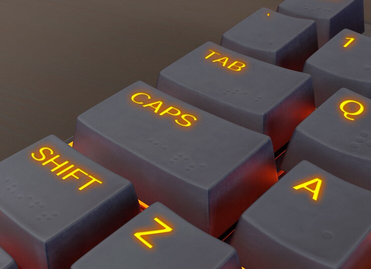 PSD close-up desain mockup tombol keyboard