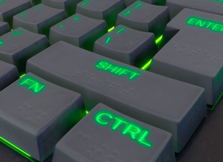PSD close-up desain mockup tombol keyboard