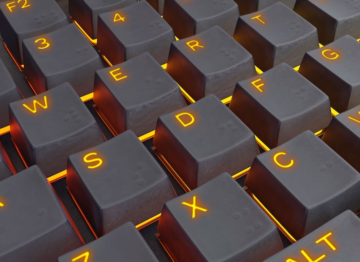 PSD close-up desain mockup tombol keyboard