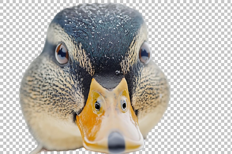 PSD close-up detalhado de um pato isolado