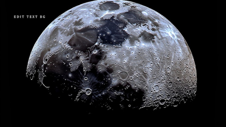 PSD close-up dettagliato della superficie delle lune che mostra crateri e consistenza su uno sfondo nero