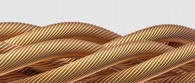 Close-up di cavi metallici dorati intrecciati
