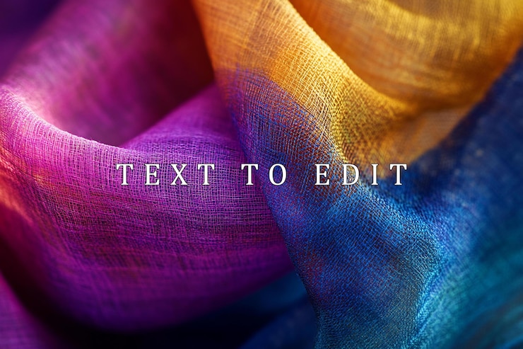PSD close-up di tessuto colorato con sfumature gradienti di viola blu e oro