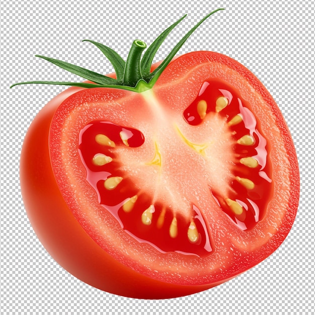 Close-up di un pomodoro fresco vibrante che mostra il suo interno succoso