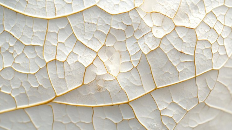 PSD close-up di una foglia secca che mostra intricati modelli di vene e consistenza rotta