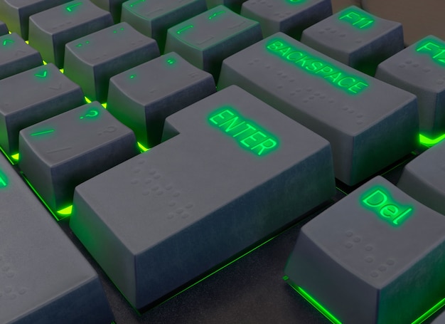 PSD close-up do design de maquete dos botões do teclado
