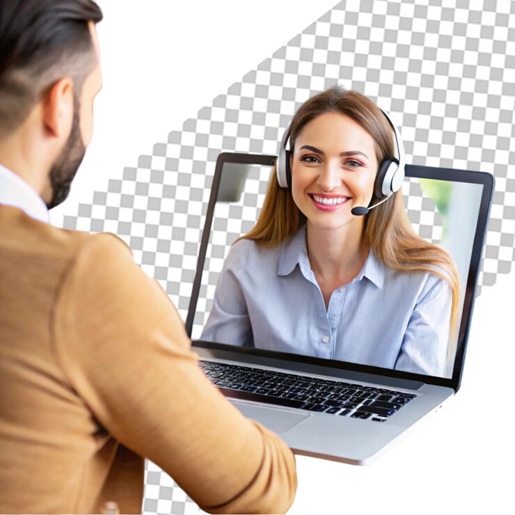PSD close up donna in videoconferenza