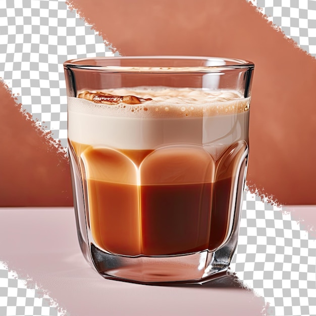 PSD close-up eines heißen espressos in einem doppelwandigen glas auf einem transparenten hintergrund