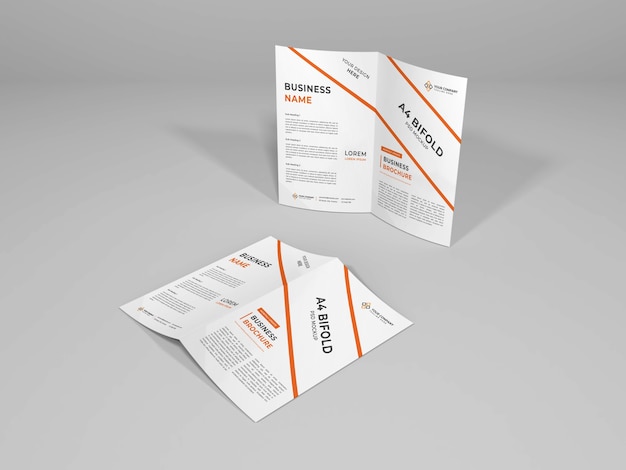 Close-up em Bifold Brochure Mockup Isolated