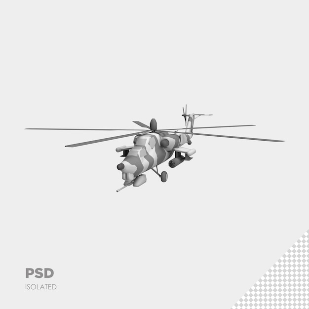 PSD close-up em helicóptero 3d isolado premium psd