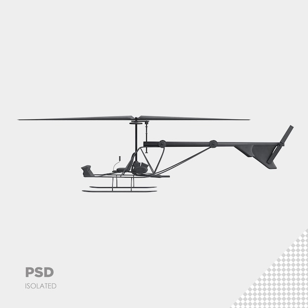 PSD close-up em helicóptero 3d isolado premium psd