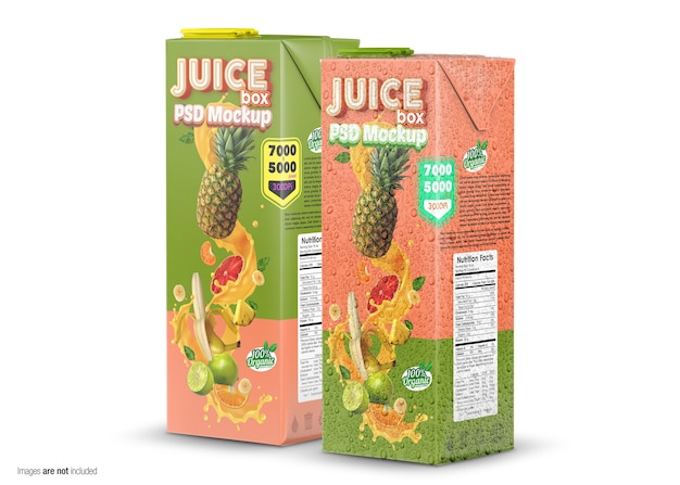 Close-up em Juice Box Mockup Isolado
