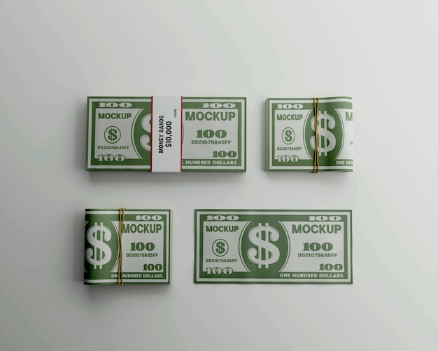 PSD close-up em mockup de notas de dinheiro