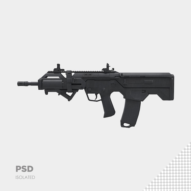 Close-up em renderização isolada de arma