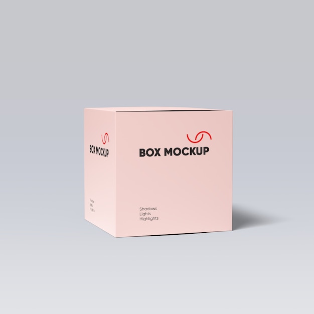 Close-up em Square Box Mockup Isolado