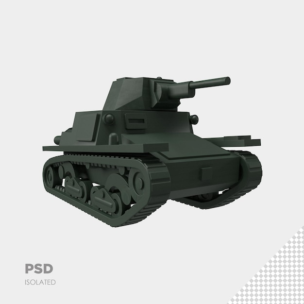 close-up em tanque militar 3d isolado premium psd