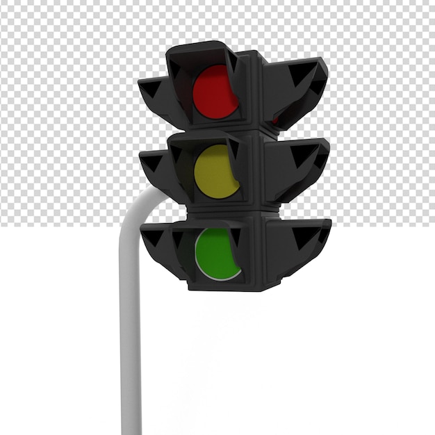 Close-up em um semáforo em renderização 3D isolado