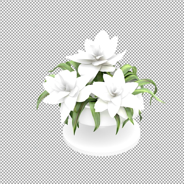 Close-up em uma flor em um vaso em renderização 3d