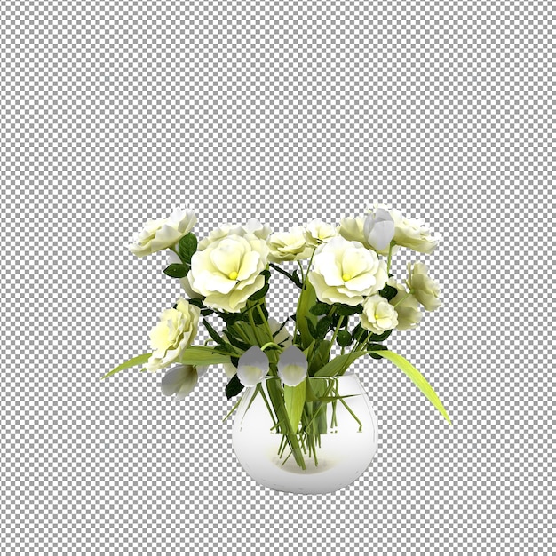 Close-up em uma flor em um vaso. renderização 3d