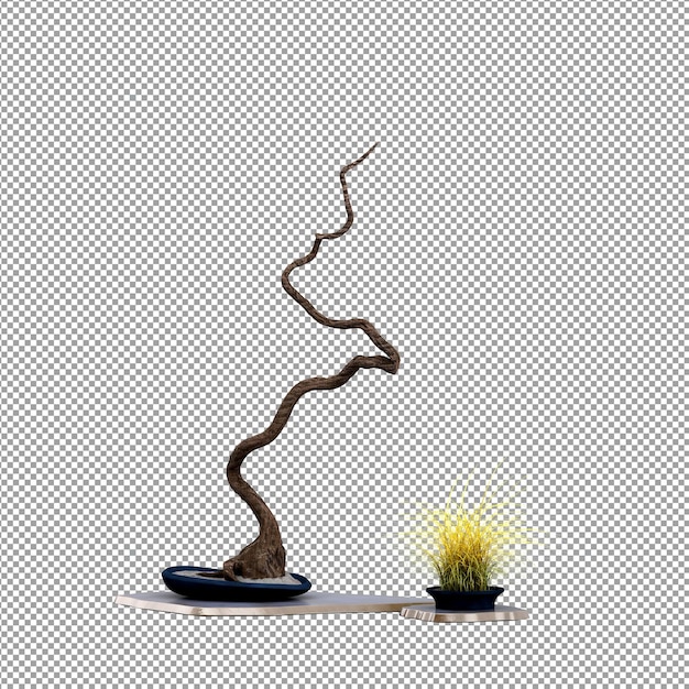 PSD close-up em uma flor em um vaso. renderização 3d