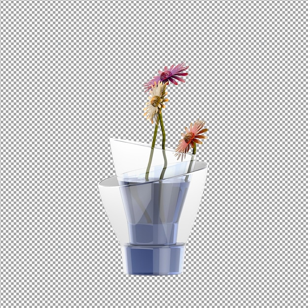 PSD close-up em uma flor em um vaso. renderização 3d