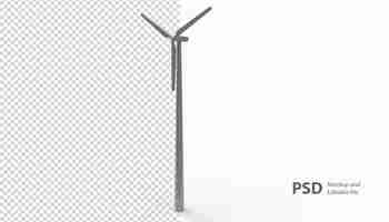 PSD close-up em uma renderização de moinho de vento isolada