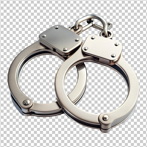 close up handcuffs isolated on transparent background