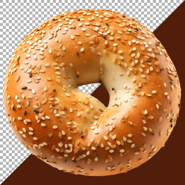 PSD close-up isolado de um delicioso bagel de gergelim em um fundo branco ai gerado