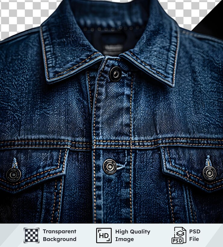PSD close up jaket denim gambar transparan dari fesyen