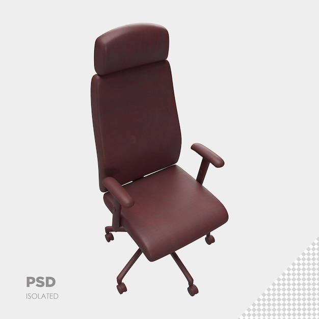 Close-up na cadeira do escritório 3d isolado premium psd